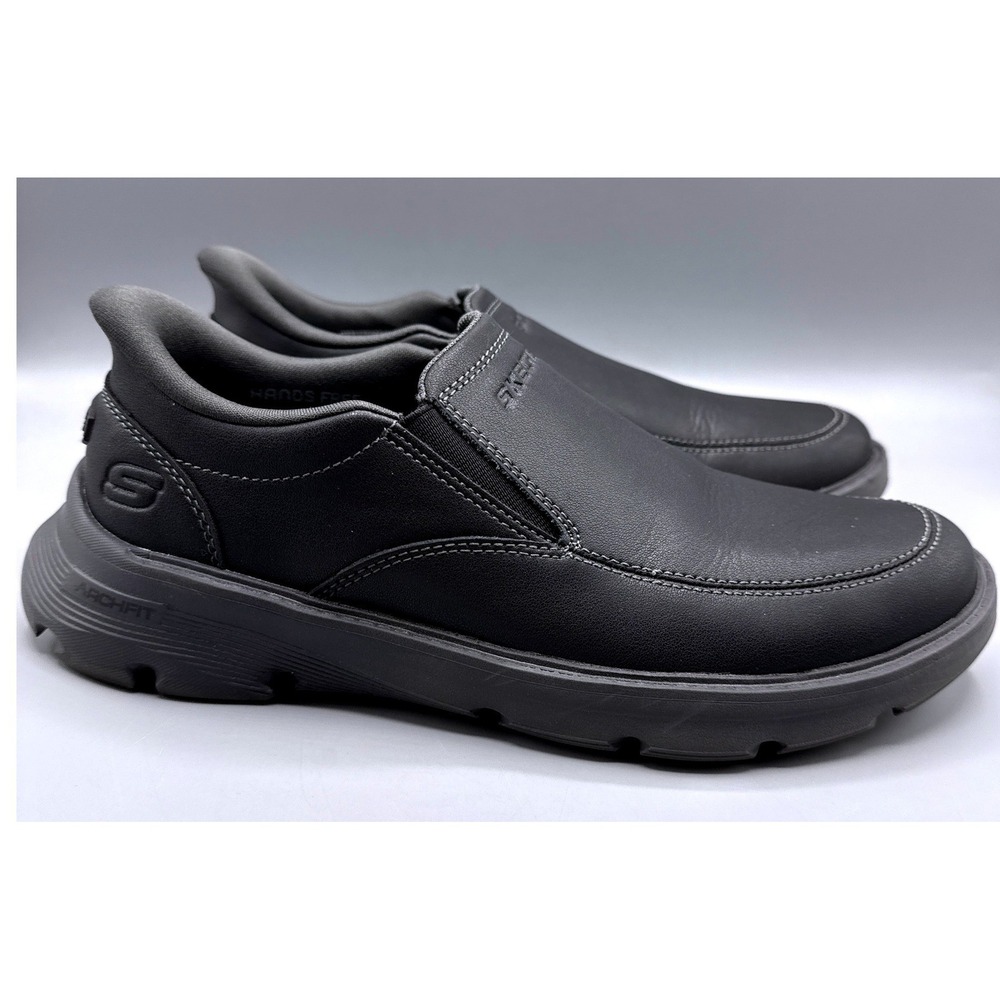 Skechers Arch Fit Garza Slip-ins Mens 7.5 Black Leather Hands Free Shoes 205518